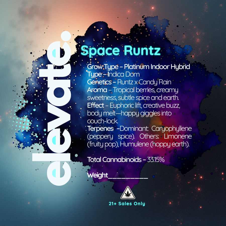 Space Runtz Platinum Indoor Indica-Dom THCa Flower - Elevate - Sky High Montgomery cincinnati
