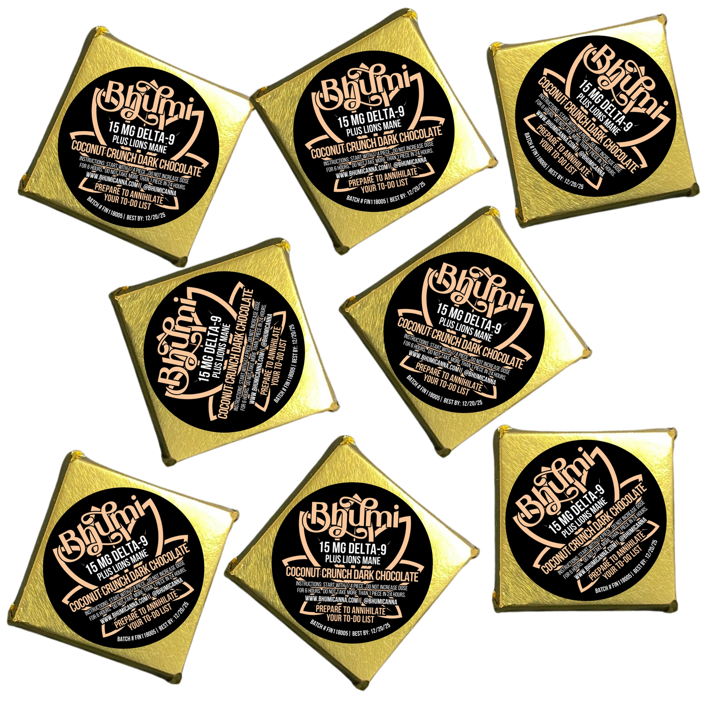 Bhumi Energy Edible-Coconut Crunch Dark Chocolate-15mg D9/1650mg Lion's Mane - Bhumi - Sky High Montgomery cincinnati