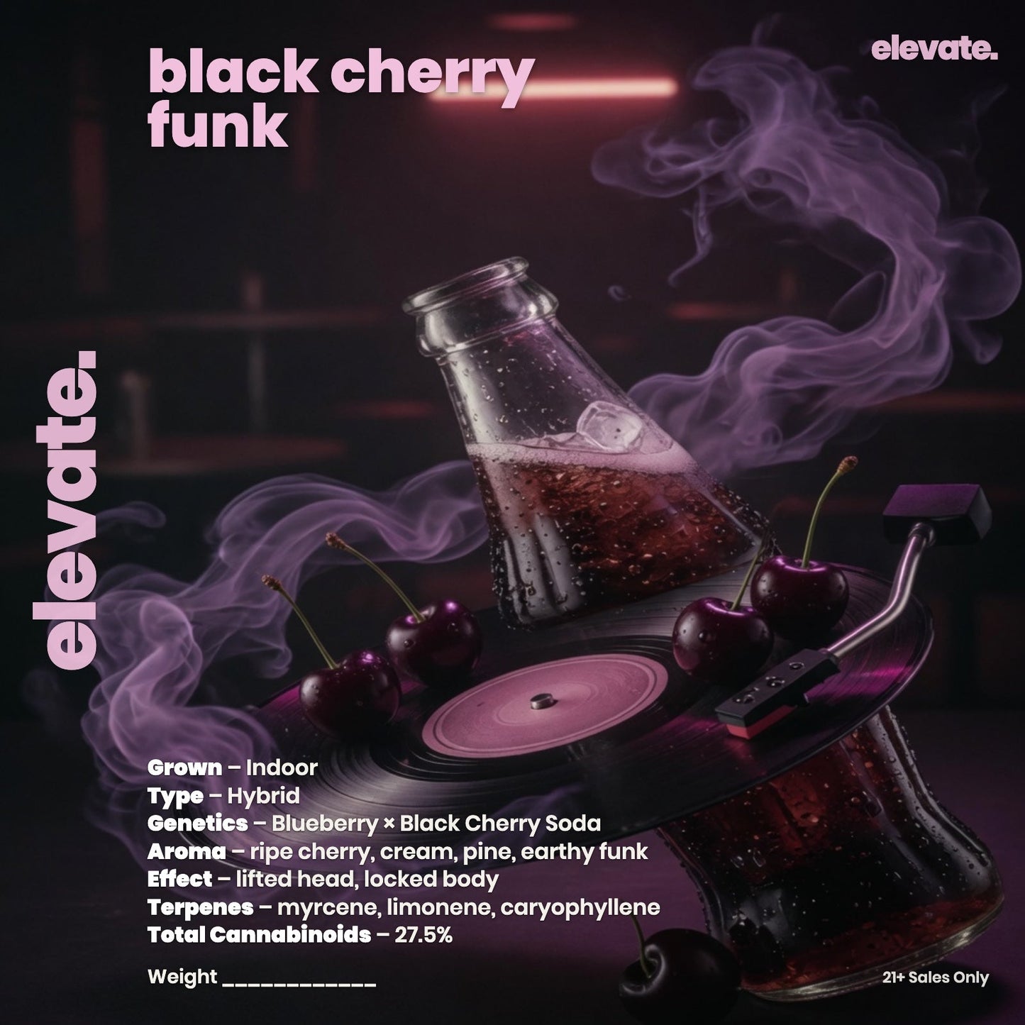 Black Cherry Funk Exotic Indoor Flower jar label