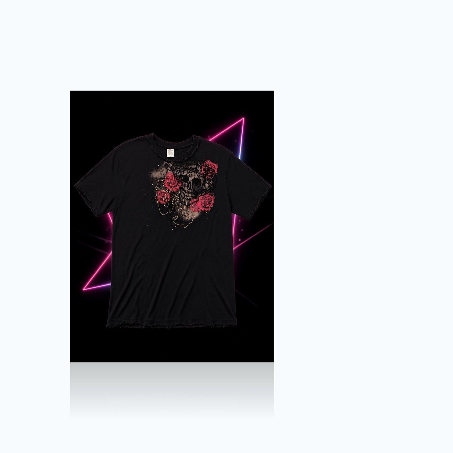 Distressed Skull Roses – Vintage Washed Black T-Shirt — Elevate fountain
