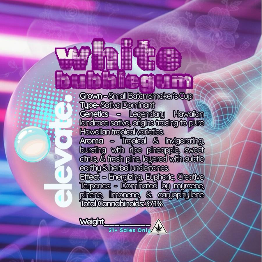 White Bubble Gum Gelato - Platinum Indica Dom Flower - Elevate Montgomery - Sky High Montgomery cincinnati