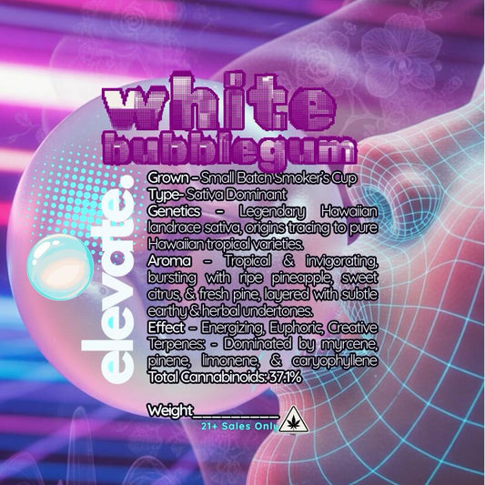 White Bubble Gum Gelato - Platinum Indica Dom Flower - Elevate Montgomery - Sky High Montgomery cincinnati