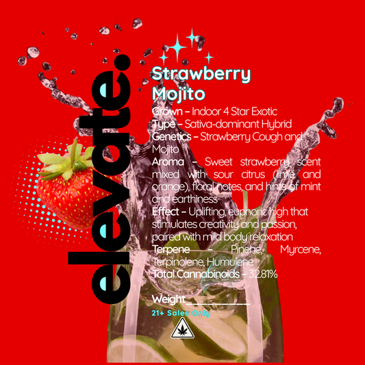 Strawberry Mojito- 4A Exotic THCa Flower - Sativa Dom 80/20 - Elevate Montgomery - Sky High Montgomery cincinnati