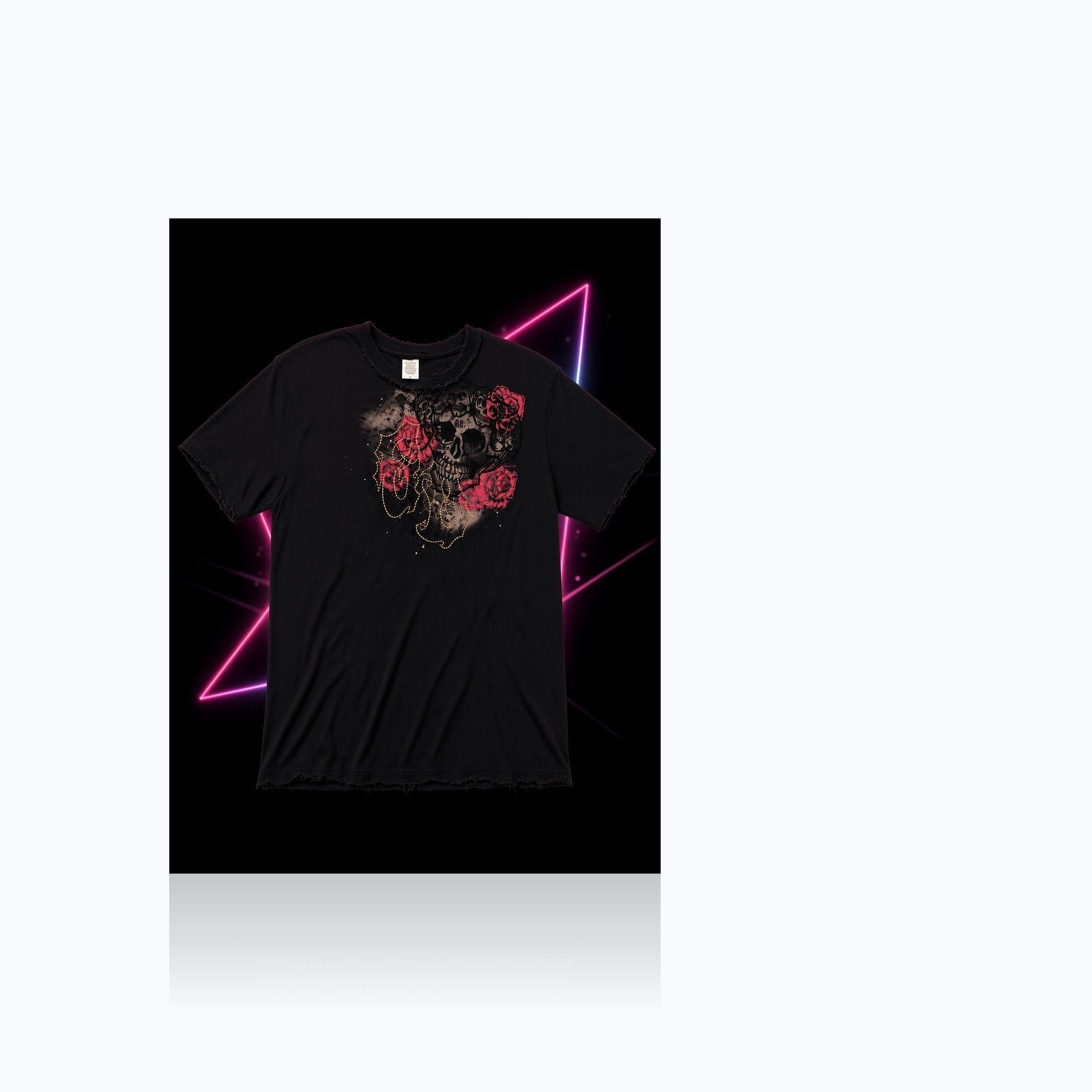 Distressed Skull Roses – Vintage Washed Black T-Shirt — Elevate fountain