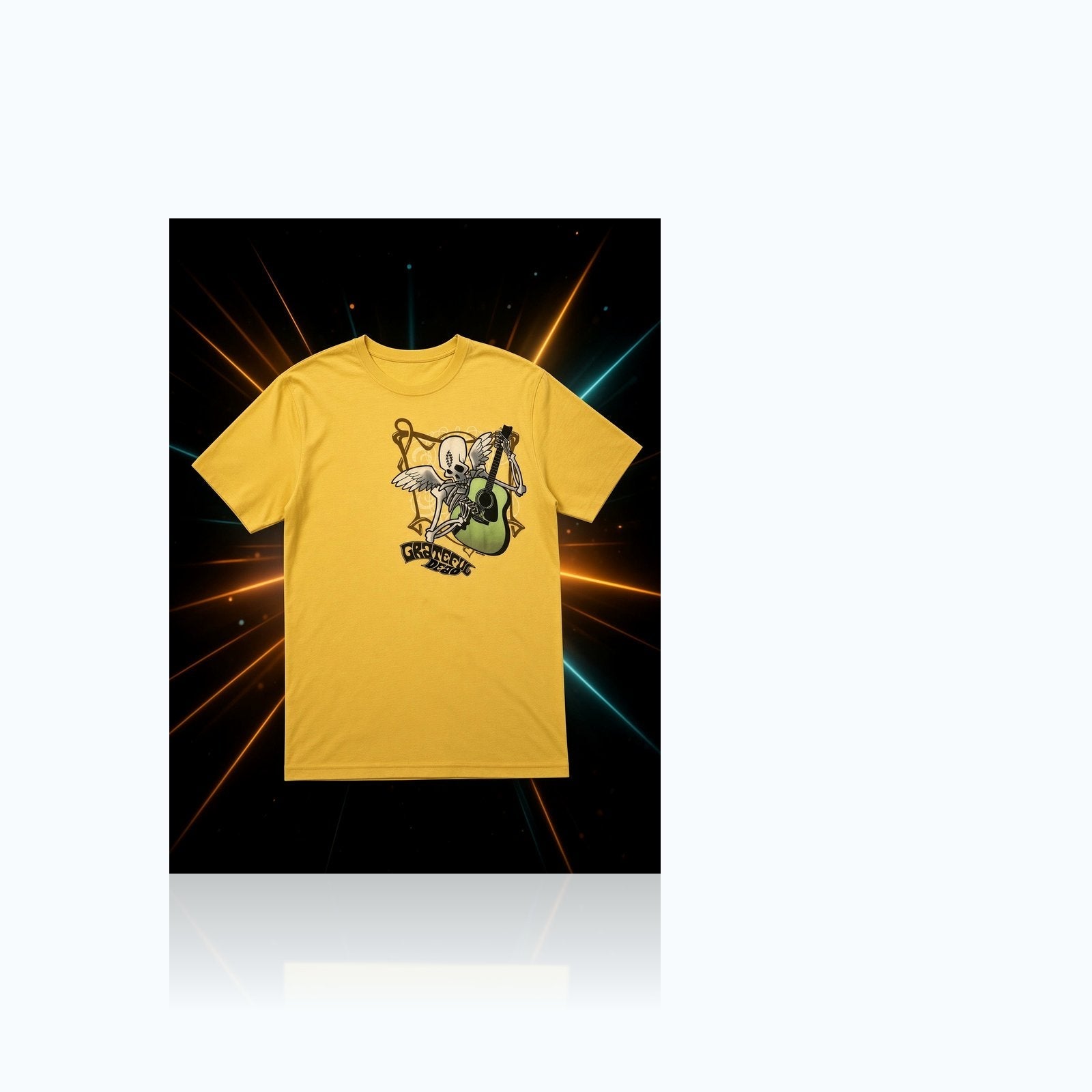 Grateful Dead - Winged Skelton Guitar Yellow T-Shirt — Elevate fountain