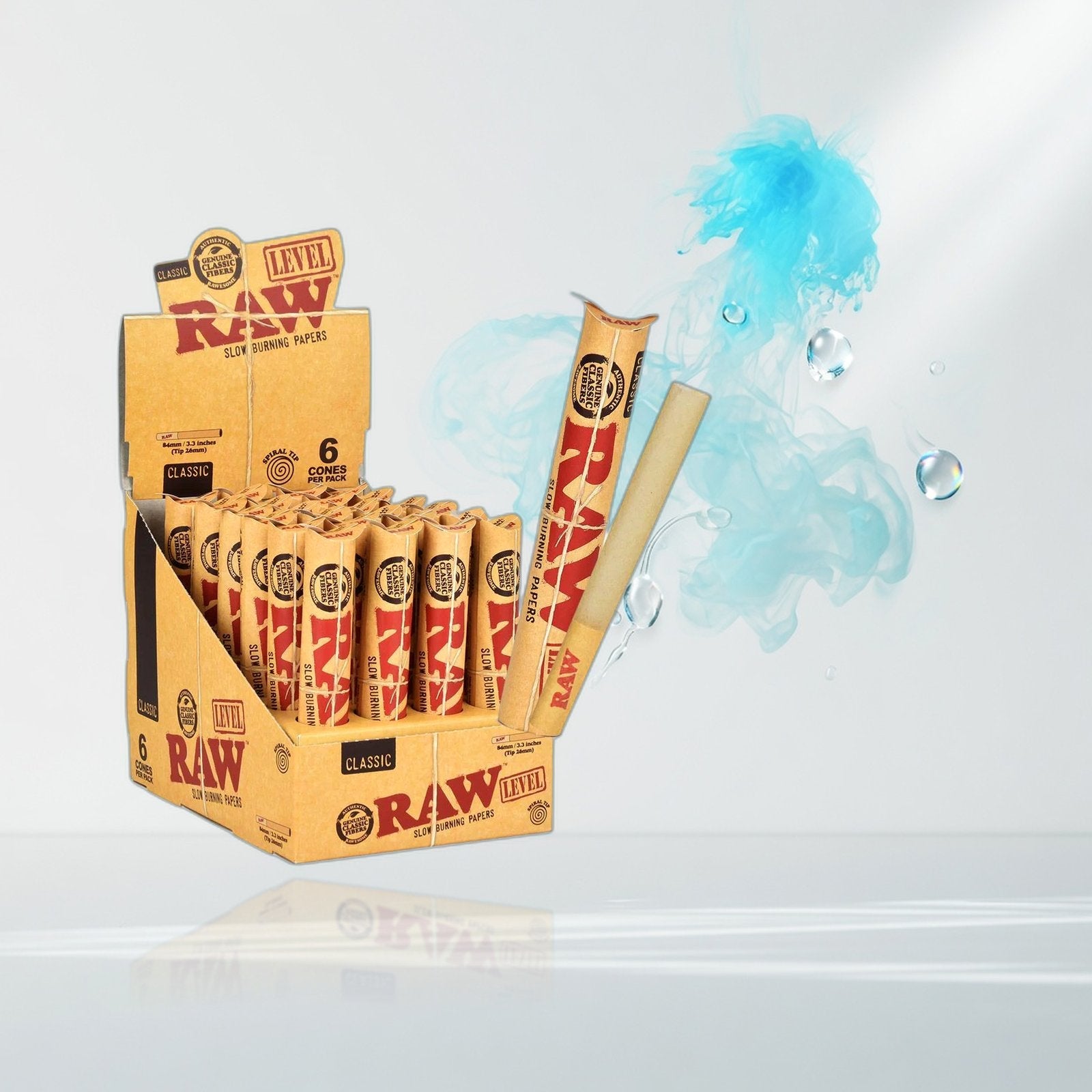 Raw Natural Unrefined 84mm Pre-Rolled Cones 6 Pack — Elevate fountain