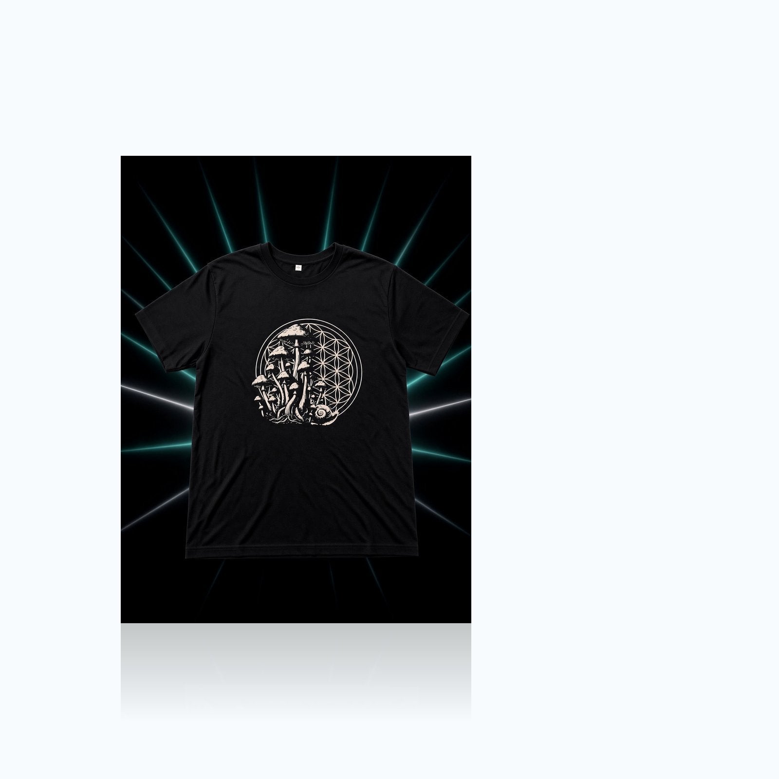 Sacred Geometry Mushrooms - Flower of Life Black T-Shirt — Elevate fountain