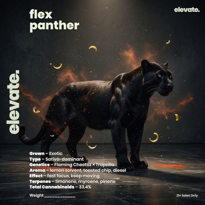 Flex Panther Smoker's Cup Flower jar label