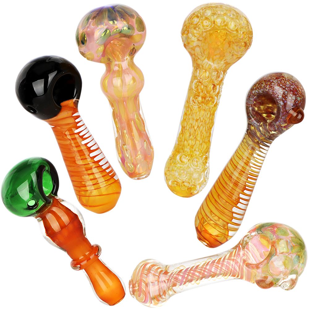 All Worked Up glass spoon pipes in assorted colors and styles