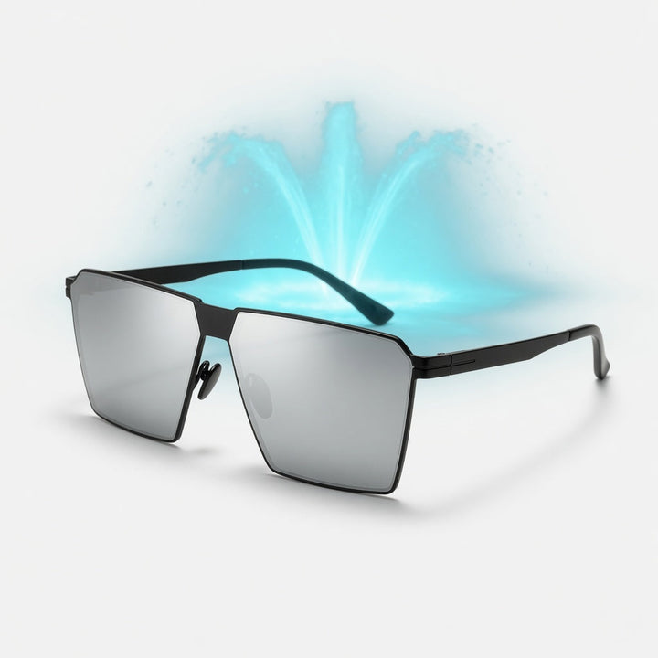 Steel Square Glasses — Black