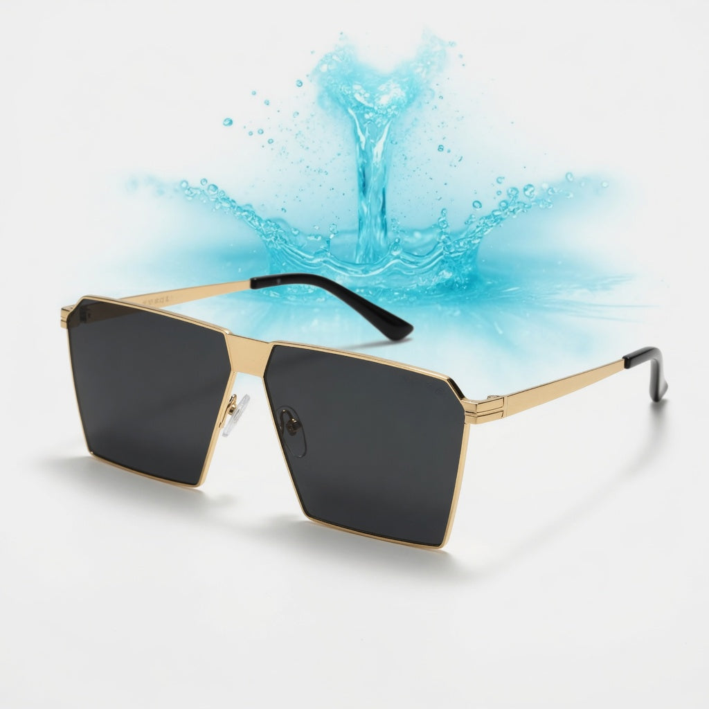 Steel Square Glasses — Gold